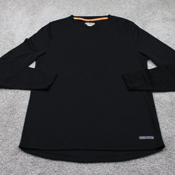 Omni-Wool Midweight Base Layer Shirt Mens Medium Black Lined L/S Pullover - Picture 2 of 13